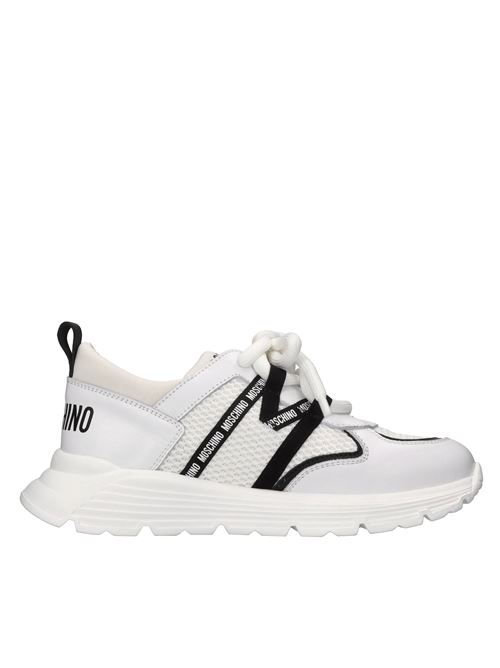 Sneakers in pelle e tessuto MOSCHINO | 80580 GINEVRABIANCO-NERO